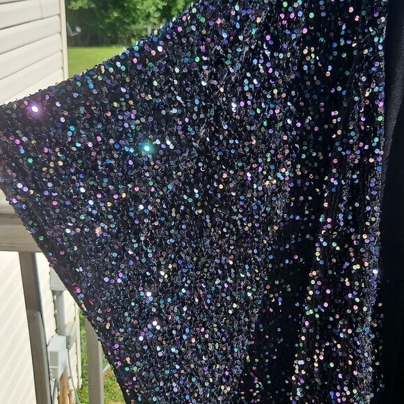 Torrid Black Sequin Open Front Kimono Cardigan - Picture 3 of 5